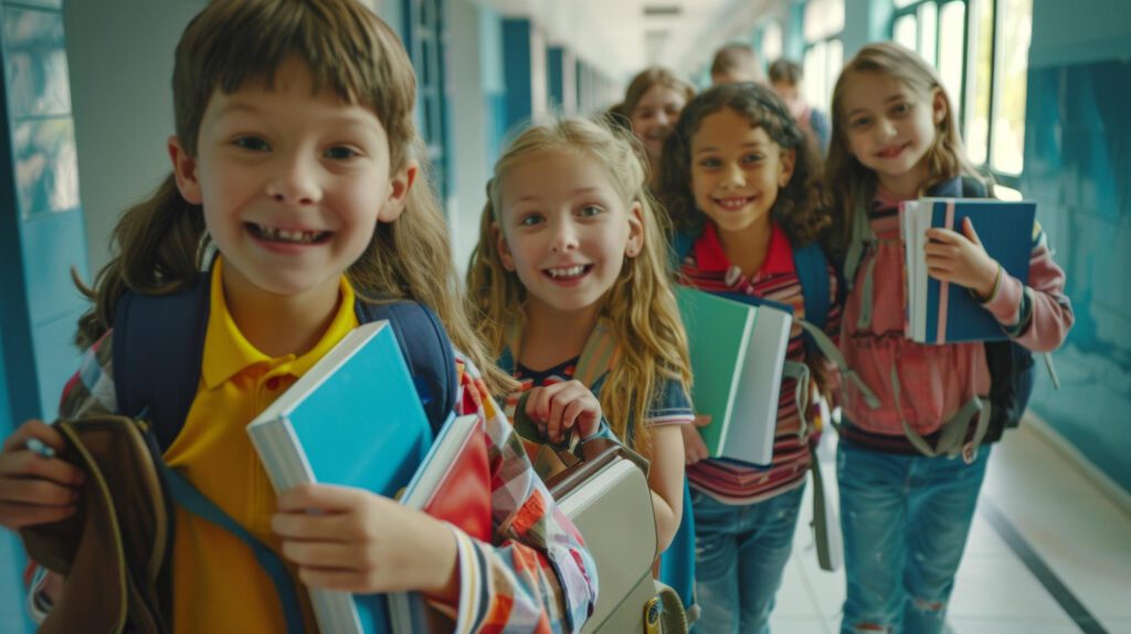 enfants heureux à l'école